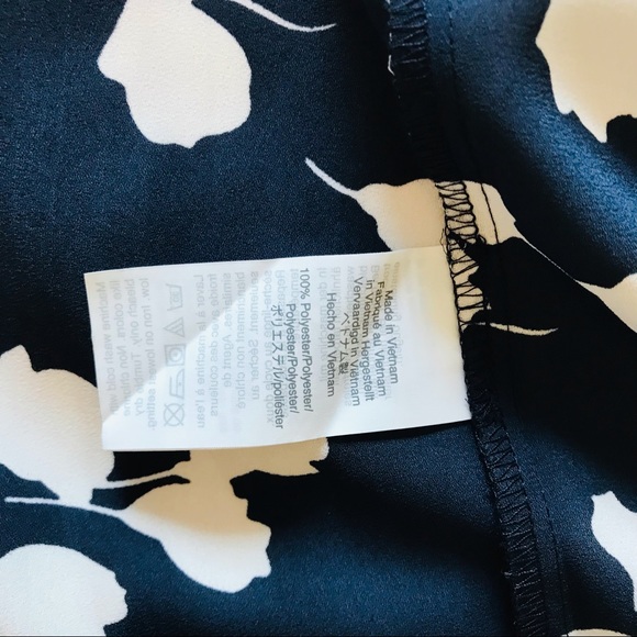 J.Crew Sheer Floral Print Navy Button-Down Blouse - Picture 4 of 4